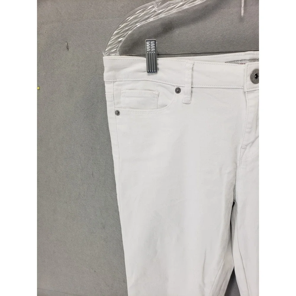 GUESS Women Jeans 29 White Cotton‎ Mid Rise Straight Skinny Fit Denim Trousers